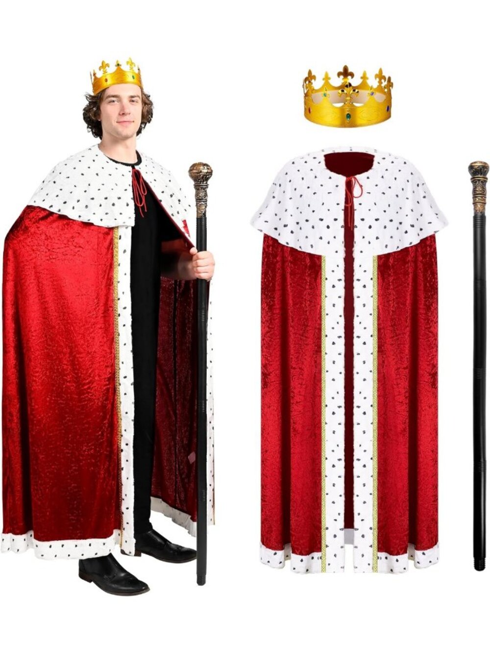 Medieval King Costume Set for Adults | Spooktacular Halloween Outfit, Royal Lord